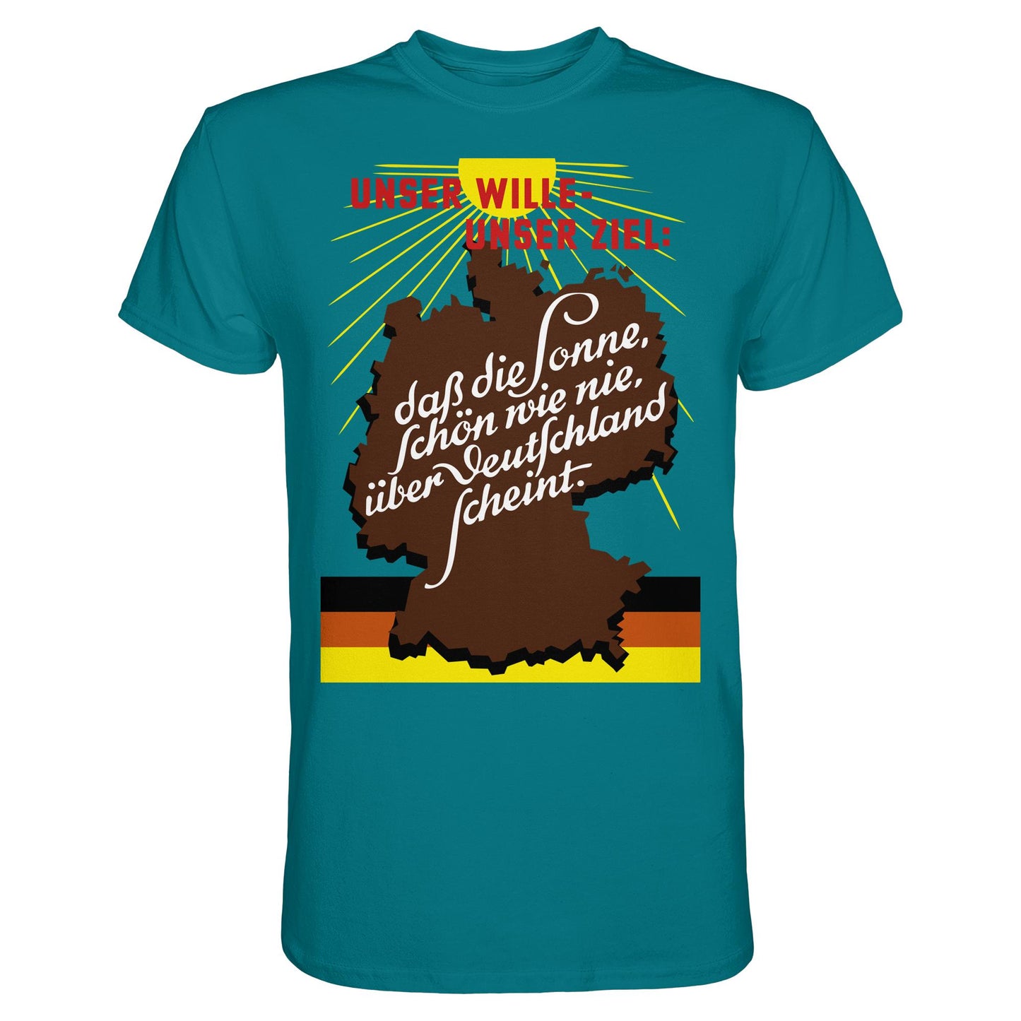 DDR Ostalgie Shirt Unisex • DASS DIE SONNE SCHÖN WIE NIE, ÜBER DEUTSCHLAND SCHEINT - ORIGINAL DDR-PLAKAT