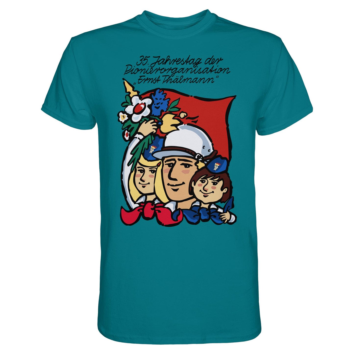 DDR Ostalgie Shirt Unisex • 35 JAHRE PIONIERORGANISATION ERNST THÄLMANN (ORIGINAL DDR-PLAKAT)