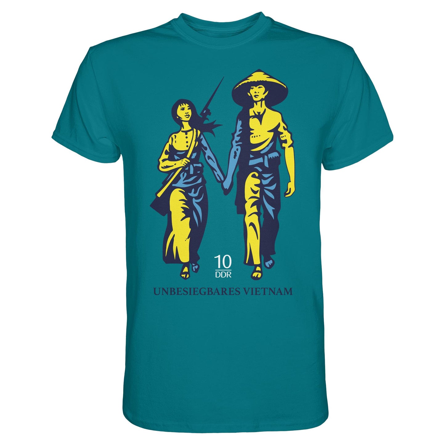 DDR Ostalgie Shirt Unisex • UNBESIEGBARES VIETNAM (ORIGINAL DDR-BRIEFMARKE)