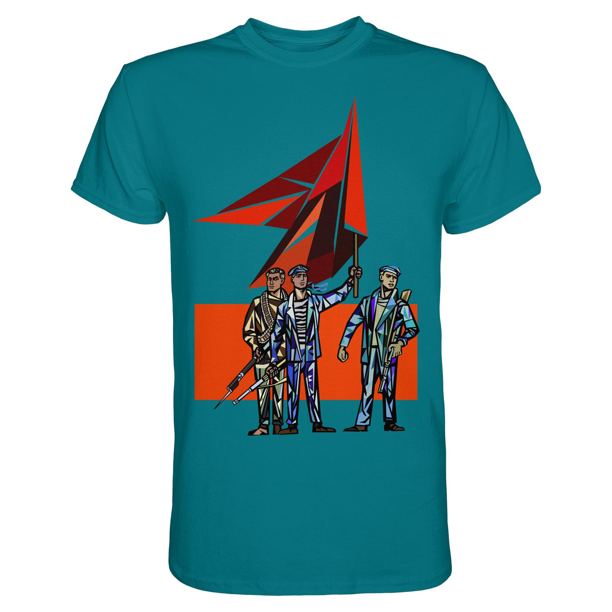 DDR Ostalgie Shirt Unisex • WALTER WOMACKA - BEWAFFNETE ARBEITER (STAATSRATSGEBÄUDE, Aus der Geschichte der Deutschen Arbeiterbewegung, 1964)