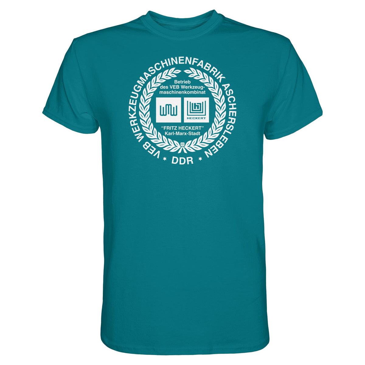DDR Ostalgie Shirt Unisex • VEB WERKZEUGMASCHINENKOMBINAT FRITZ HECKERT - ASCHERSLEBEN