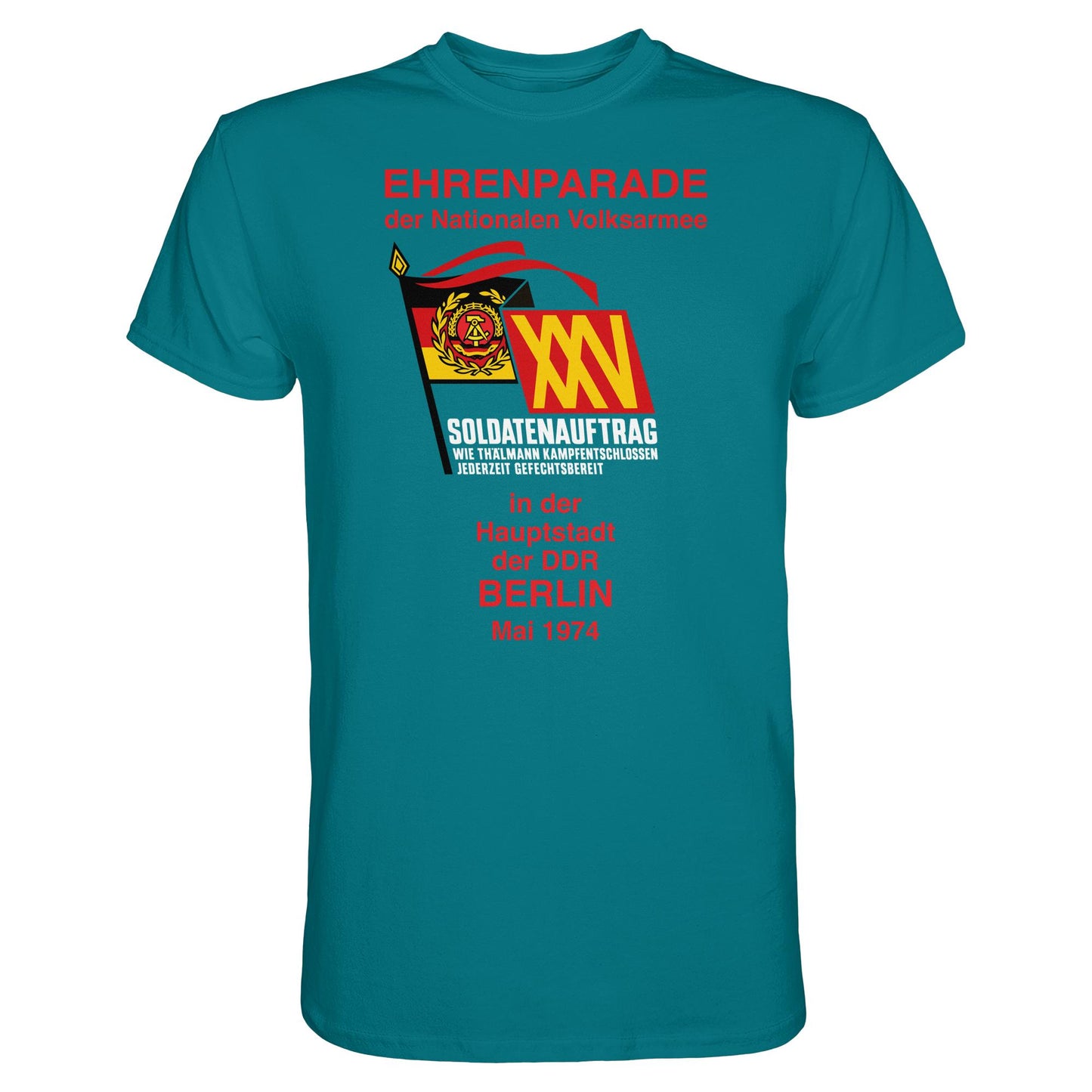 DDR Ostalgie Shirt Unisex • EHRENPARADE DER NVA, 1974 BERLIN (ORIGINALWIMPEL)