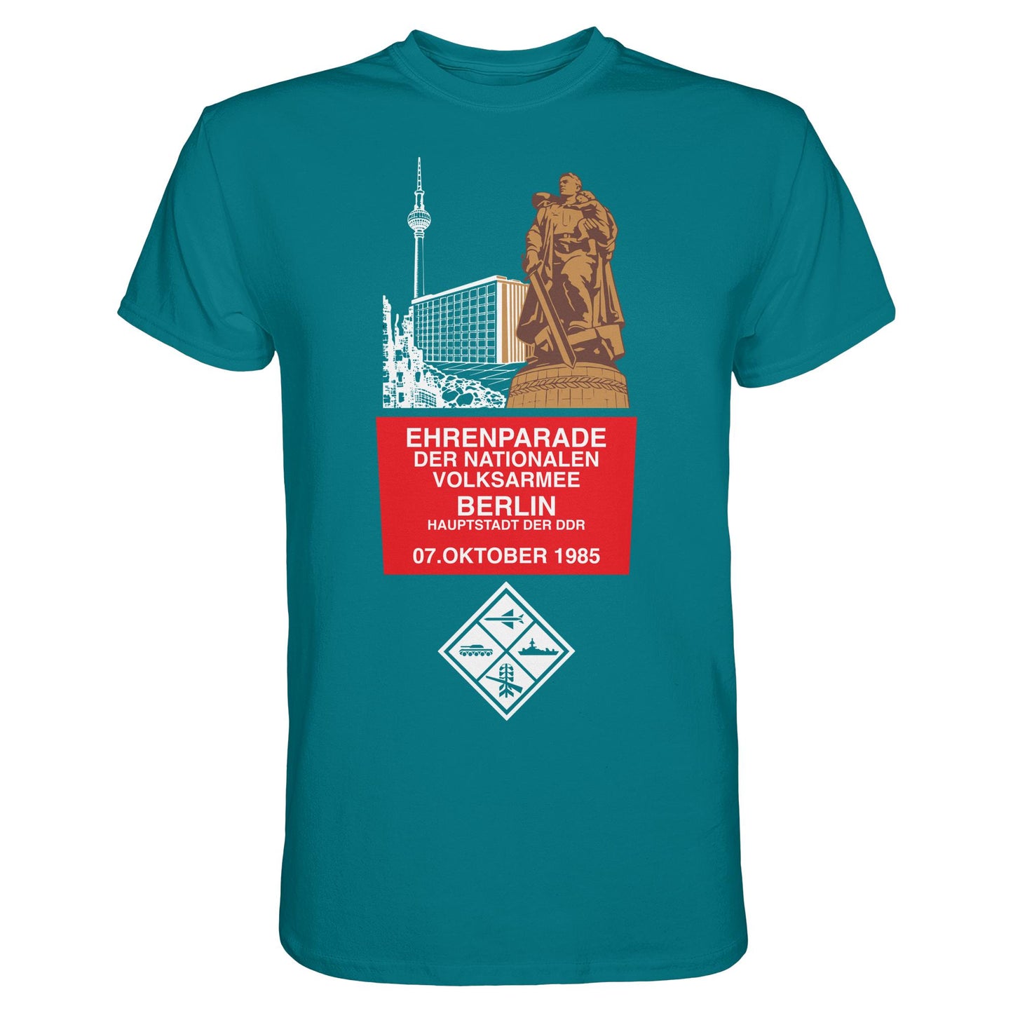 DDR Ostalgie Shirt Unisex • EHRENPARADE DER NVA, 1985 BERLIN (ORIGINALWIMPEL)