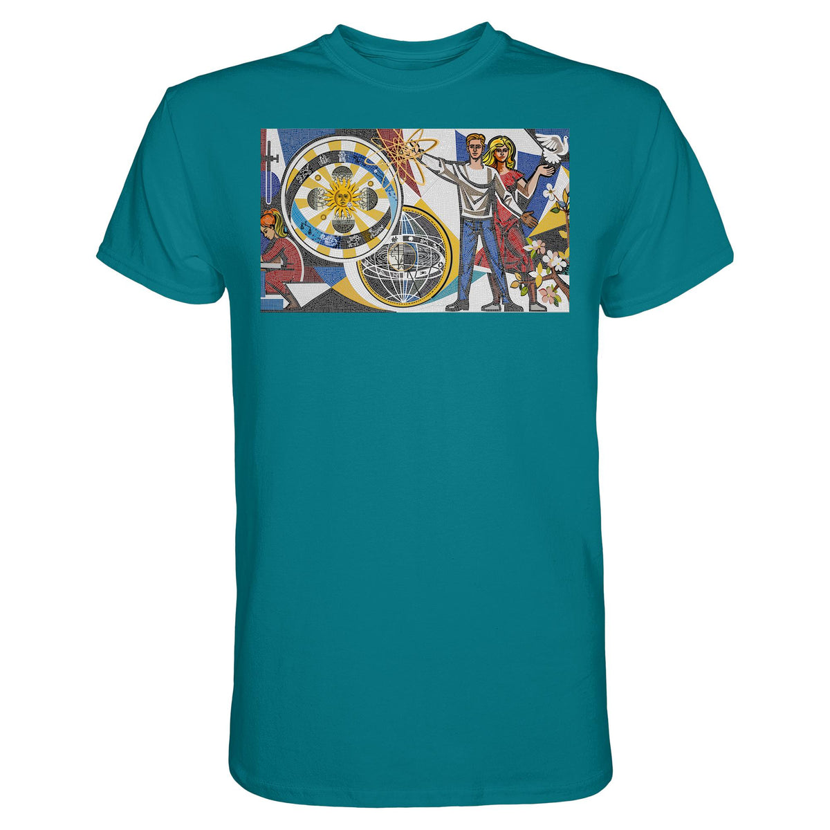 DDR Ostalgie Shirt Unisex • WALTER WOMACKA - JUNGES PAAR MIT FRIEDENSTAUBE (MOSAIK HAUS DES LEHRERS, 1964)