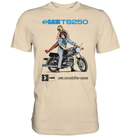 DDR Ostalgie Shirt Unisex • MZ TS 250 BLAU (ORIGINAL DDR-PLAKAT)
