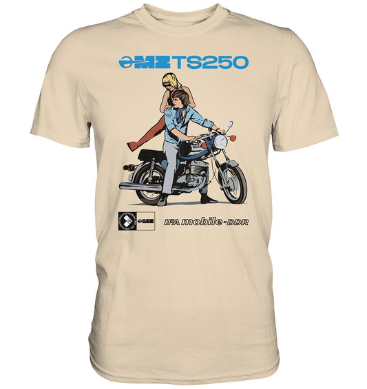 DDR Ostalgie Shirt Unisex • MZ TS 250 BLAU (ORIGINAL DDR-PLAKAT)