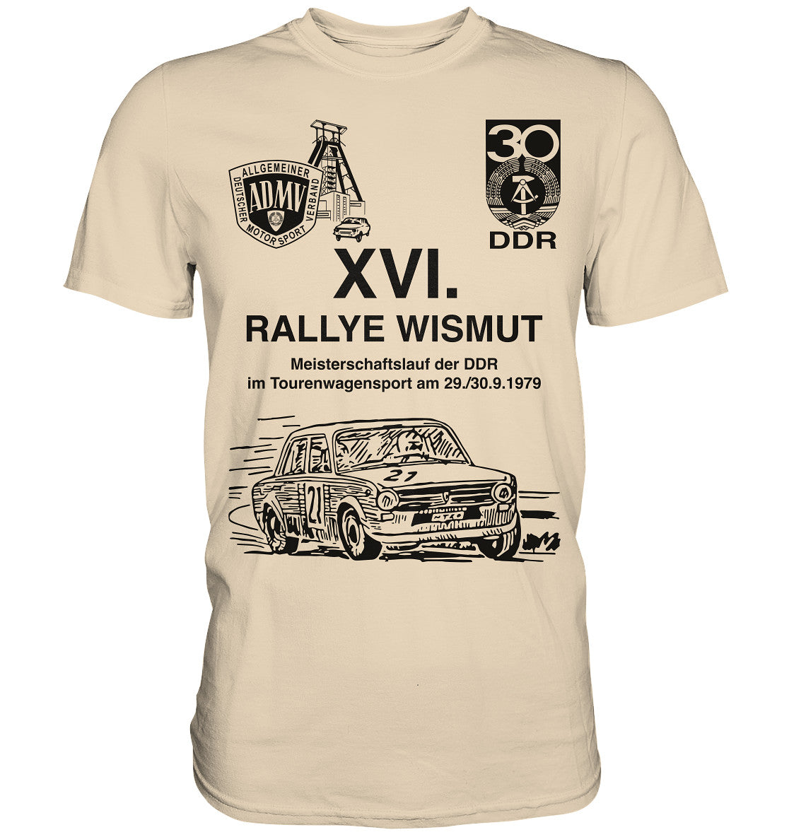 PREMIUM SHIRT UNISEX • 16. RALLYE WISMUT, MEISTERSCHAFTSLAUF DER DDR - 1979