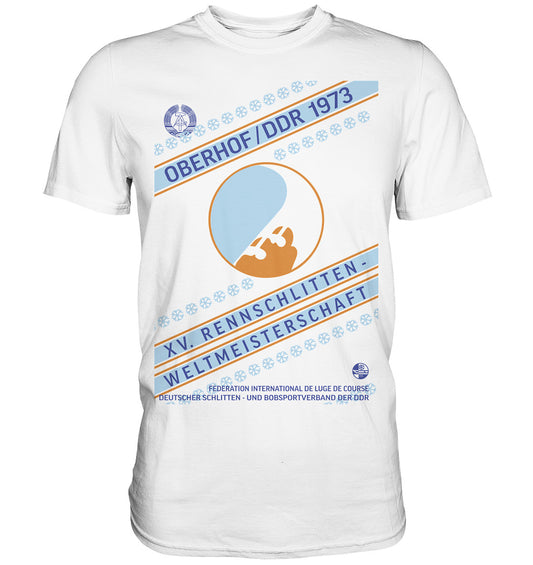 DDR Ostalgie Shirt Unisex • RENNSCHLITTEN-WM OBERHOF, DDR 1973