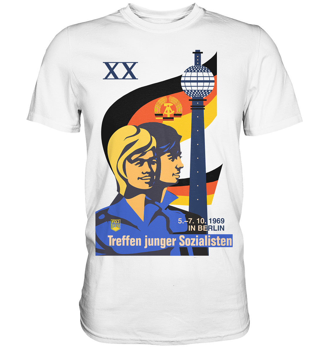DDR Ostalgie Shirt Unisex • TREFFEN JUNGER SOZIALISTEN BERLIN 1969 (ORIGINAL PLAKAT)