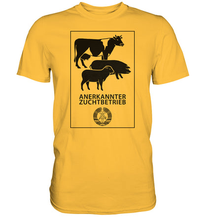 DDR Ostalgie Shirt Unisex • ANERKANNTER ZUCHTBETRIEB (ORIGINALSCHILD)