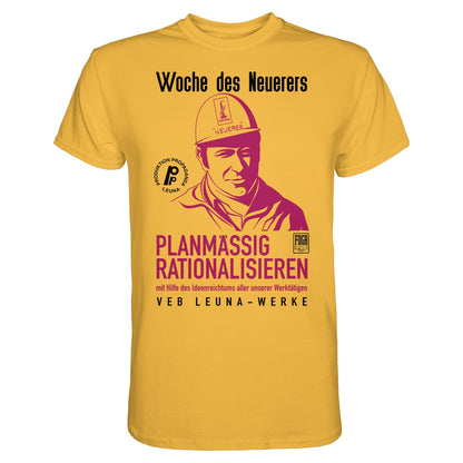 DDR Ostalgie Shirt Unisex • LEUNA - PLANMÄSSIG RATIONALISIEREN (DDR-ORIGINAL-PLAKAT)