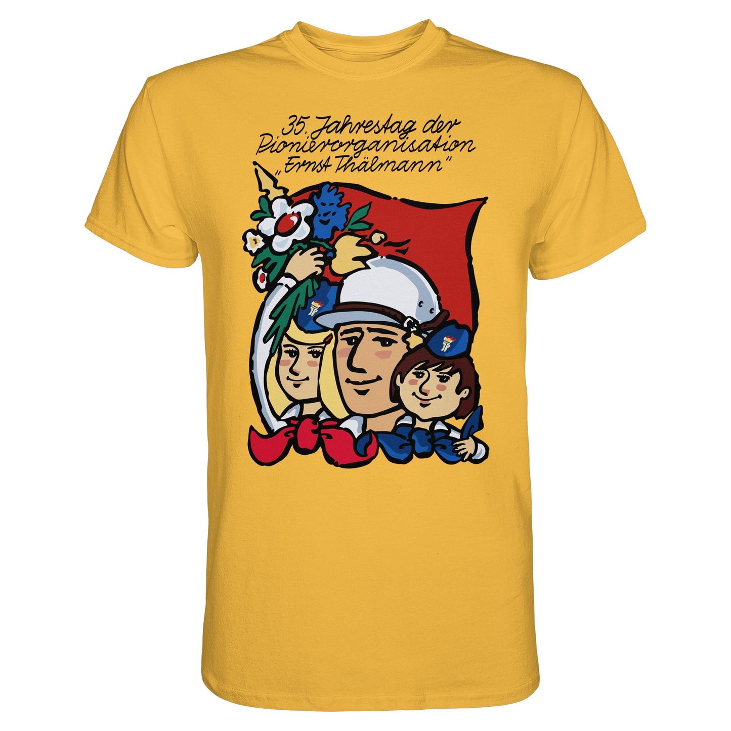DDR Ostalgie Shirt Unisex • 35 JAHRE PIONIERORGANISATION ERNST THÄLMANN (ORIGINAL DDR-PLAKAT)