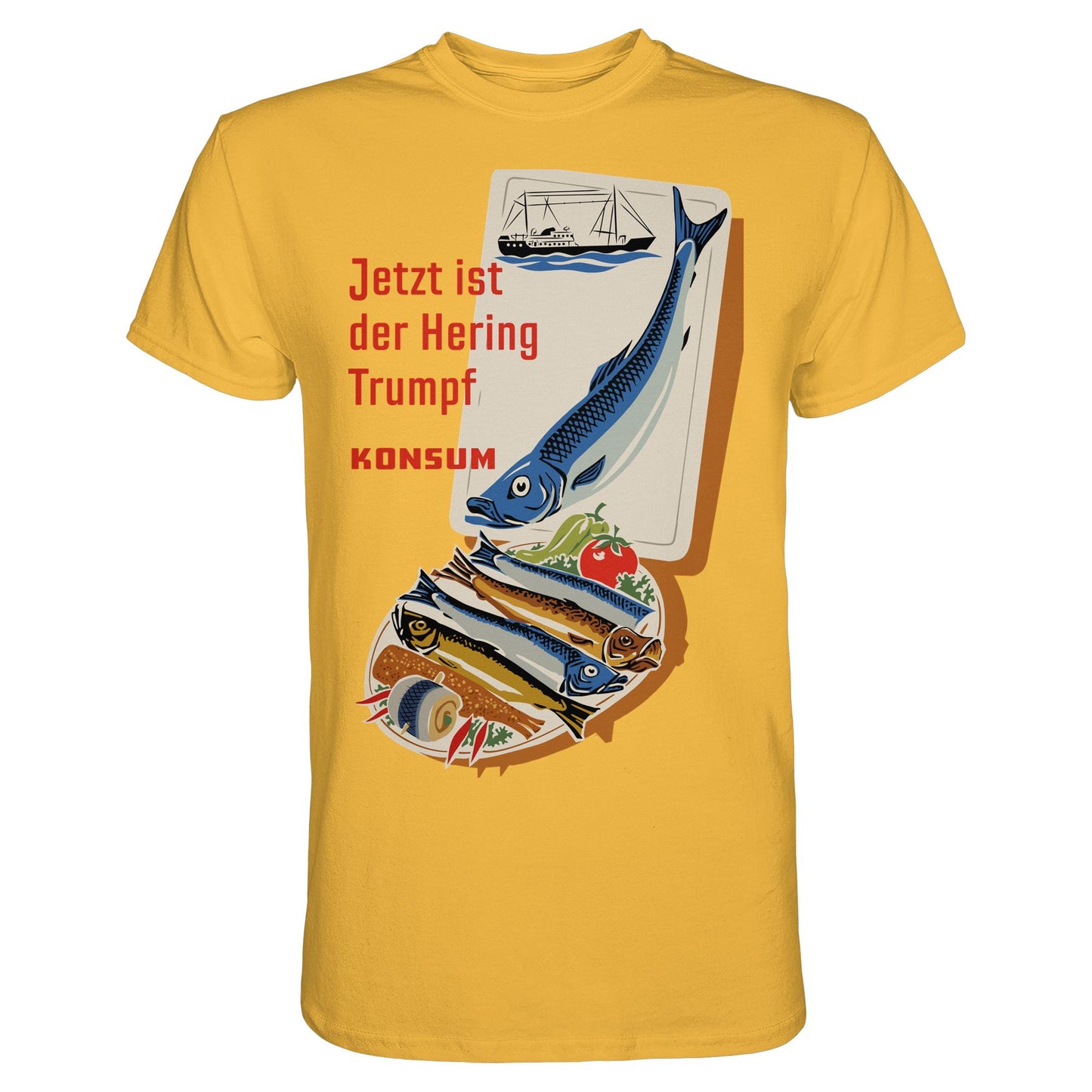 DDR Ostalgie Shirt Unisex • JETZT IST DER HERING TRUMPF (ORIGINAL KONSUM-PLAKAT)