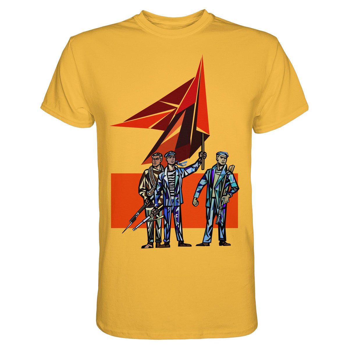 DDR Ostalgie Shirt Unisex • WALTER WOMACKA - BEWAFFNETE ARBEITER (STAATSRATSGEBÄUDE, Aus der Geschichte der Deutschen Arbeiterbewegung, 1964)