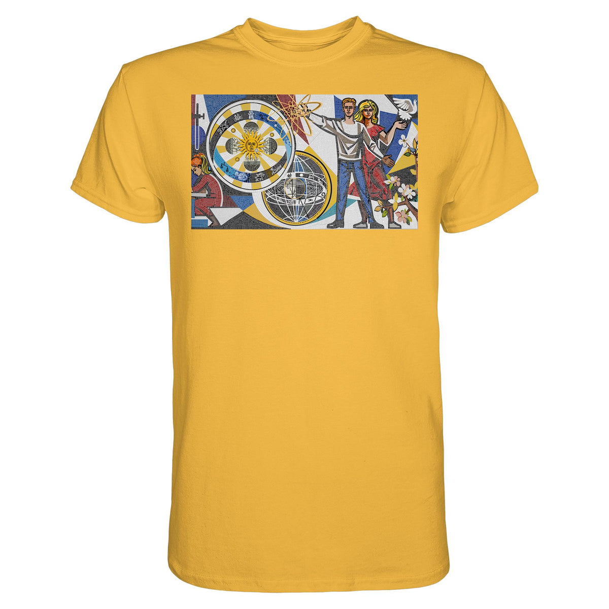 DDR Ostalgie Shirt Unisex • WALTER WOMACKA - JUNGES PAAR MIT FRIEDENSTAUBE (MOSAIK HAUS DES LEHRERS, 1964)
