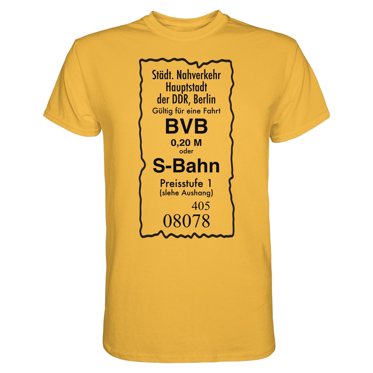 DDR Ostalgie Shirt Unisex • BVB BERLIN NAHVERKEHR, 20 PFENNIG (ORIGINAL FAHRSCHEIN 1989)
