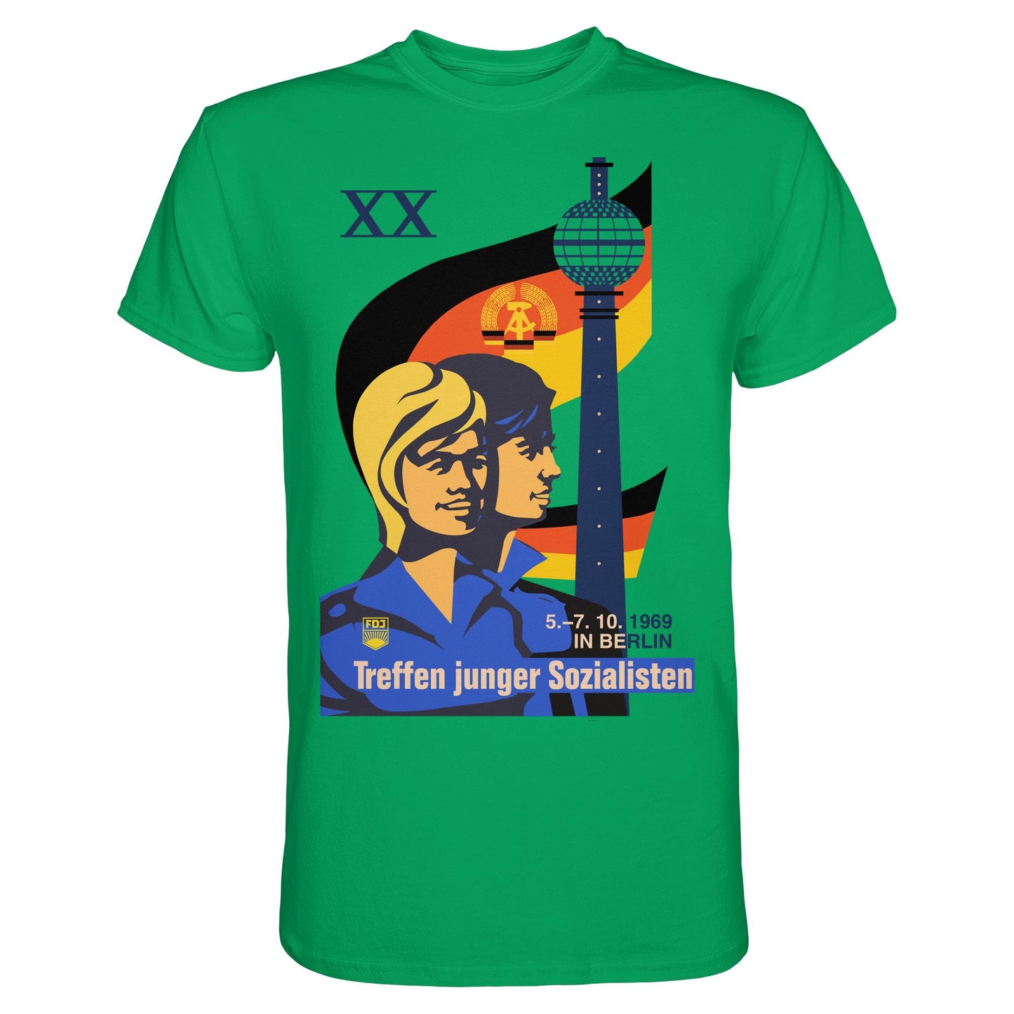 DDR Ostalgie Shirt Unisex • TREFFEN JUNGER SOZIALISTEN BERLIN 1969 (ORIGINAL PLAKAT)