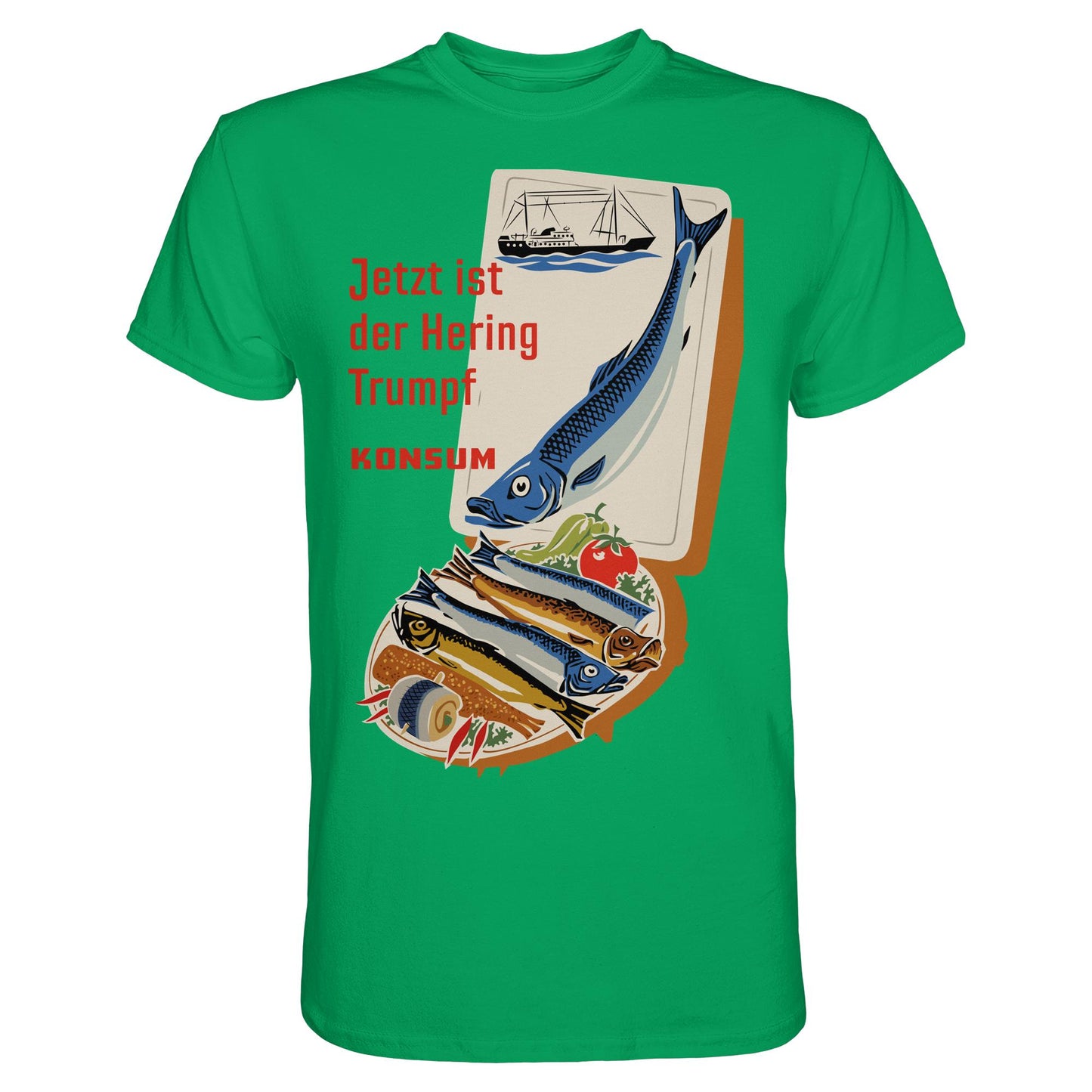 DDR Ostalgie Shirt Unisex • JETZT IST DER HERING TRUMPF (ORIGINAL KONSUM-PLAKAT)