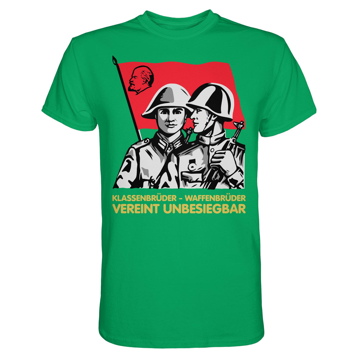 DDR Ostalgie Shirt Unisex • KLASSENBRÜDER WAFFENBRÜDER - VEREINT UNBESIEGBAR (NVA)
