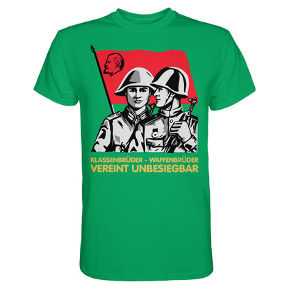 DDR Ostalgie Shirt Unisex • KLASSENBRÜDER WAFFENBRÜDER - VEREINT UNBESIEGBAR (NVA)