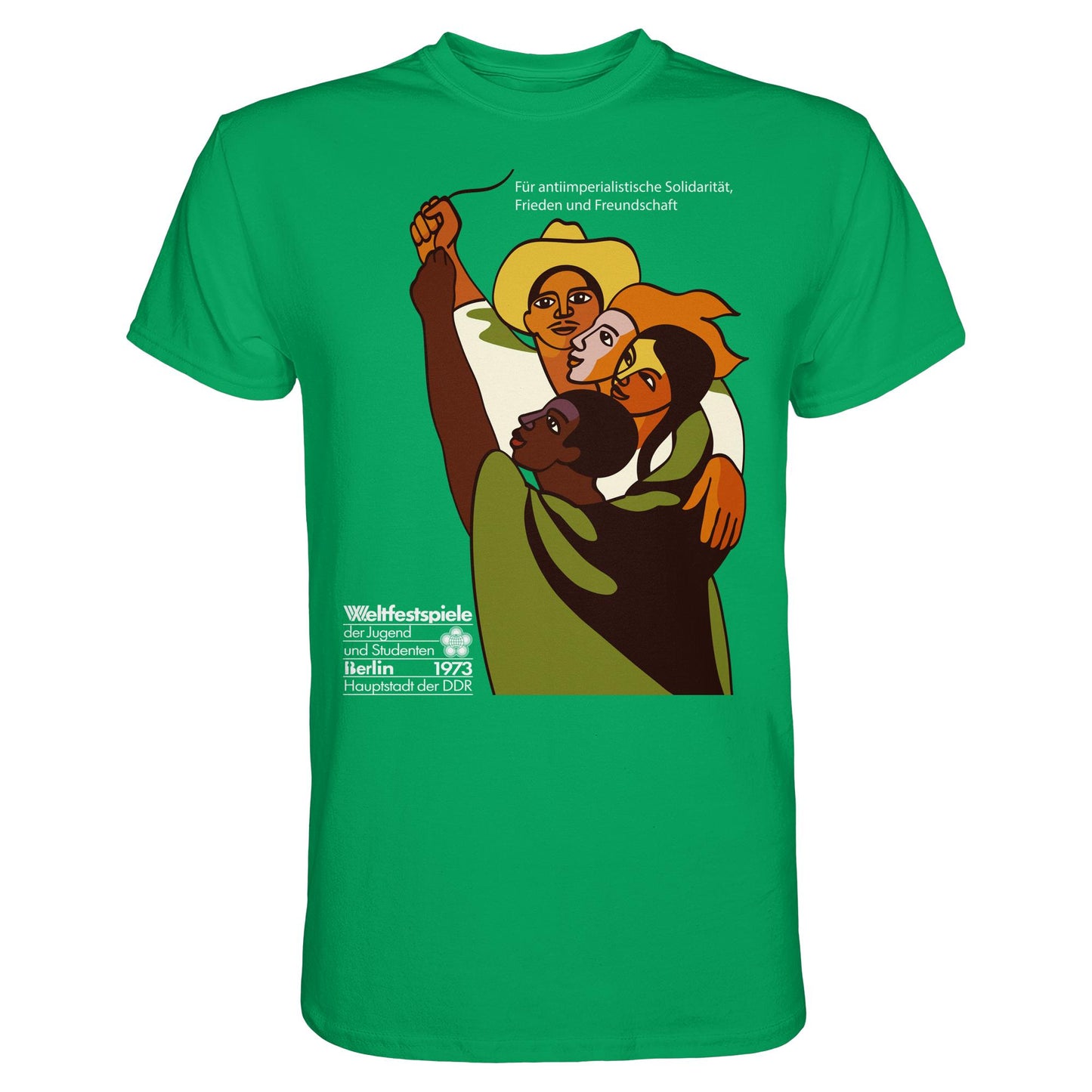 DDR Ostalgie Shirt Unisex • FÜR FRIEDEN UND FREUNDSCHAFT - ORIGINALPOSTER WELTFESTSPIELE BERLIN 1973