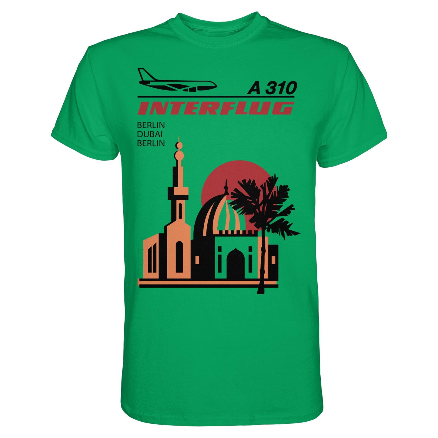 DDR Ostalgie Shirt Unisex • INTERFLUG BERLIN - DUBAI (ORIGINAL SONDERSTEMPEL)