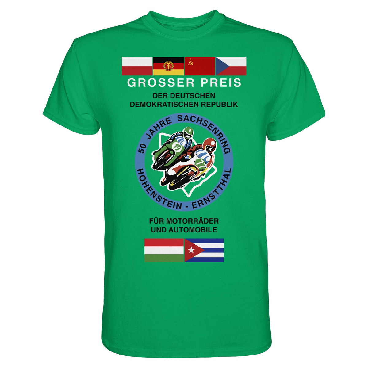 DDR Ostalgie Shirt Unisex • 50 JAHRE SACHSENRING - GROSSER PREIS DER DDR 1977