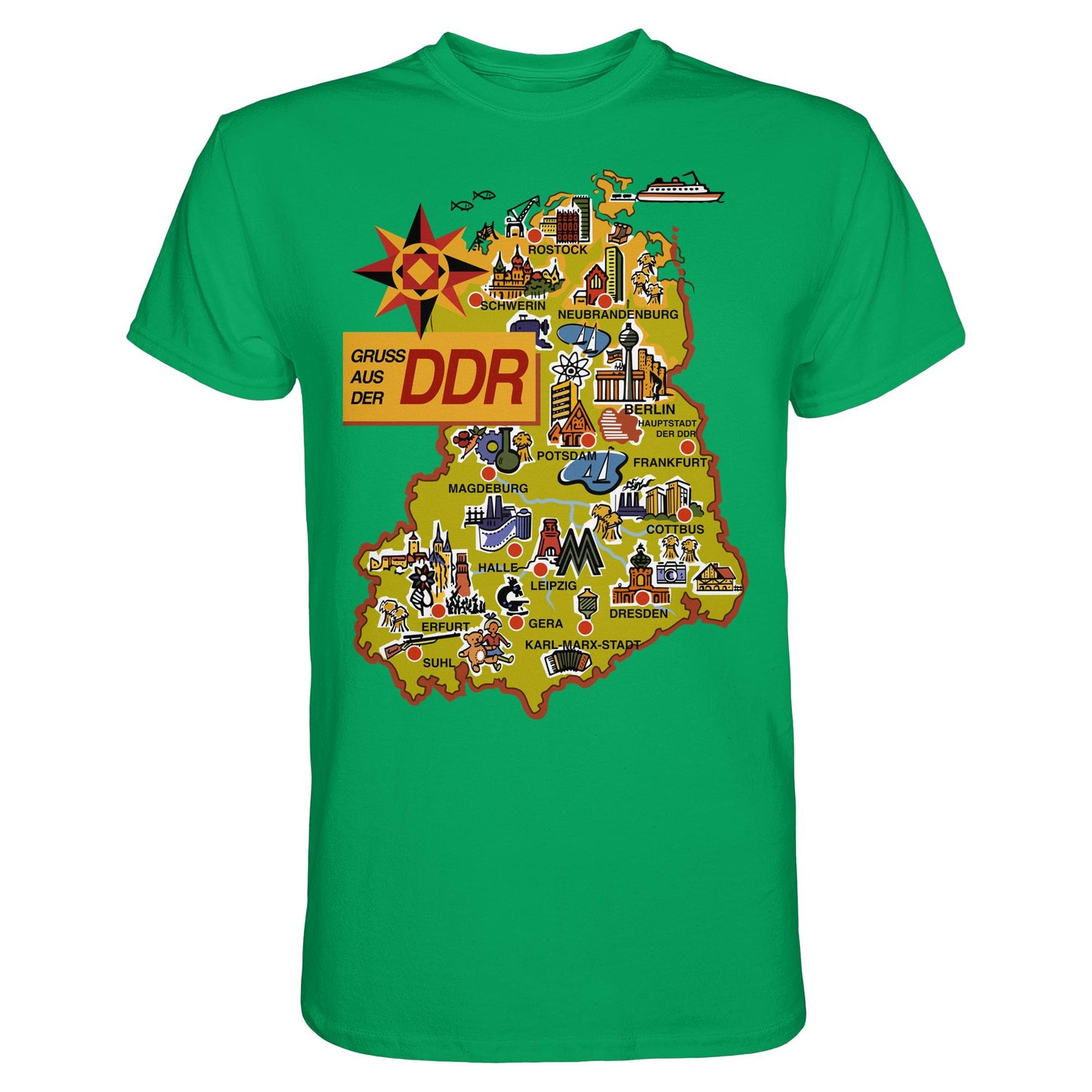 DDR Ostalgie Shirt Unisex • GRUSS AUS DER DDR (ORIGINAL POSTKARTE)