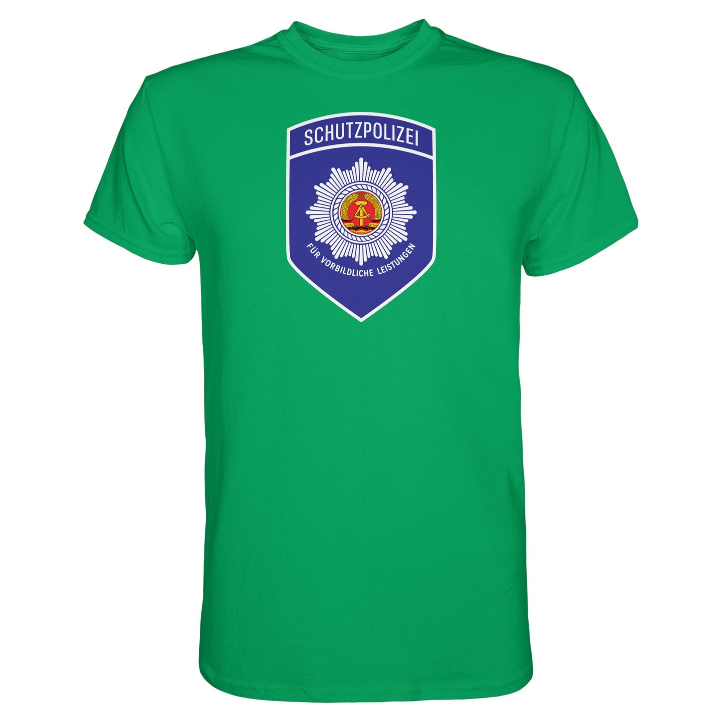 DDR Ostalgie Shirt Unisex • SCHUTZPOLIZEI - FÜR VORBILDLICHE LEISTUNGEN (ORIGINAL-AUFNÄHER)