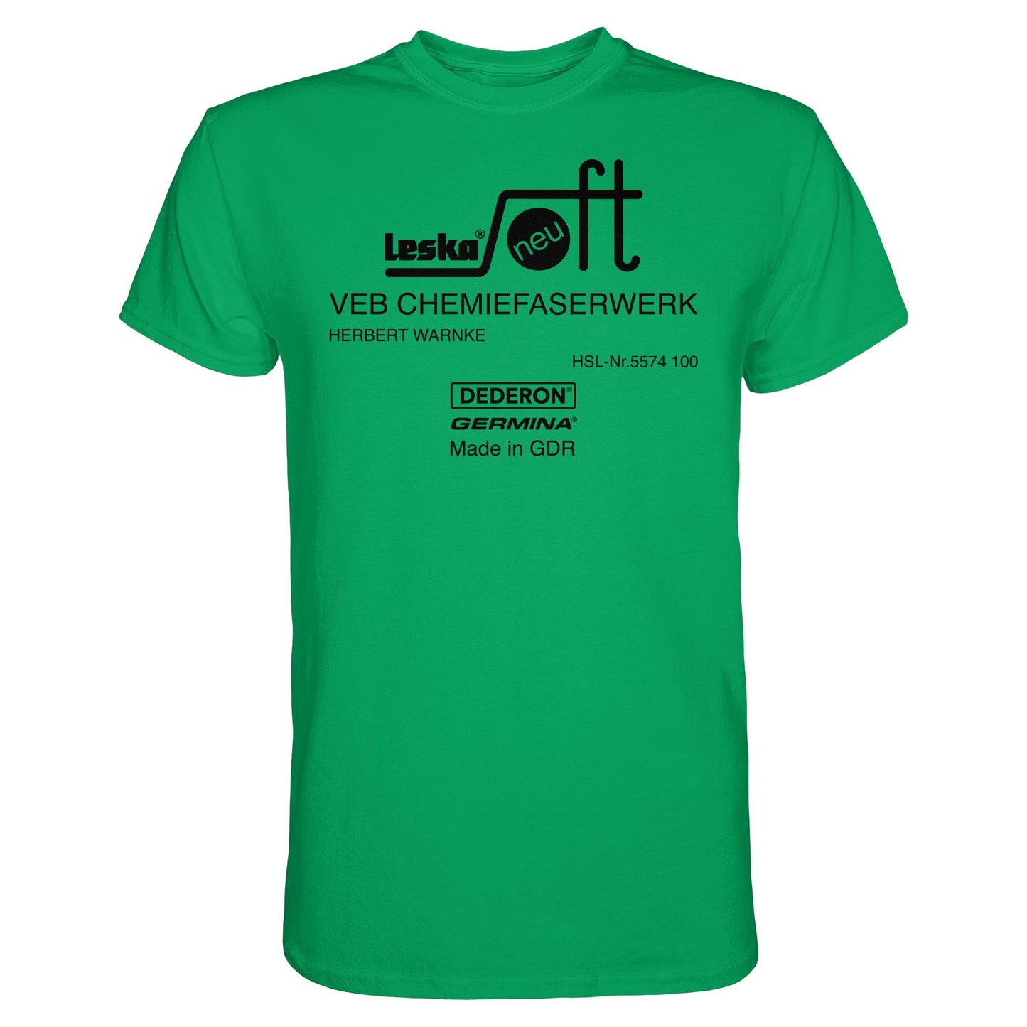 DDR Ostalgie Shirt Unisex • LESKA VEB CHEMIEFASERWERK HERBERT WARNKE - DEDERON, GERMINA