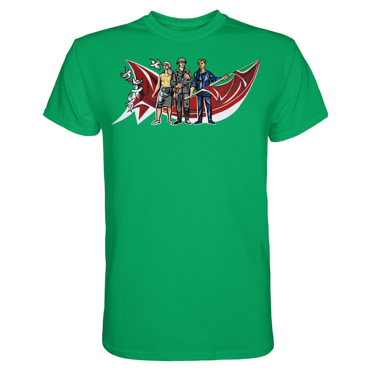 DDR Ostalgie Shirt Unisex • WALTER WOMACKA - BÄUERIN, NVA-SOLDAT & ARBEITER (MOSAIK HAUS DES LEHRERS, 1964)