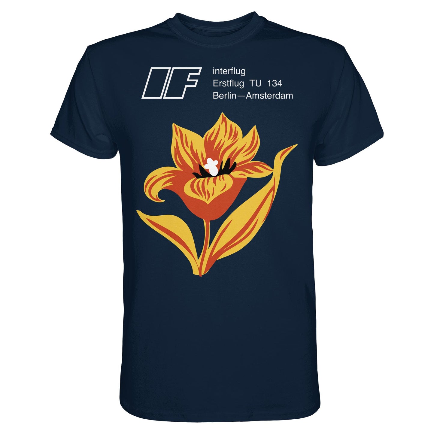 DDR Ostalgie Shirt Unisex • INTERFLUG BERLIN - AMSTERDAM (ORIGINAL SONDERSTEMPEL)