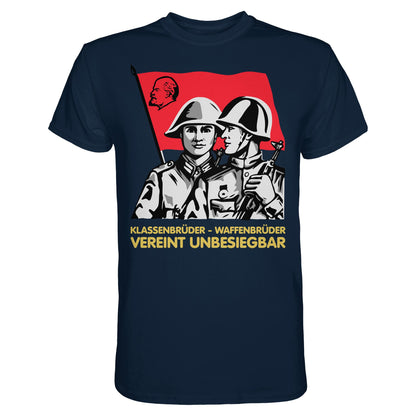 DDR Ostalgie Shirt Unisex • KLASSENBRÜDER WAFFENBRÜDER - VEREINT UNBESIEGBAR (NVA)