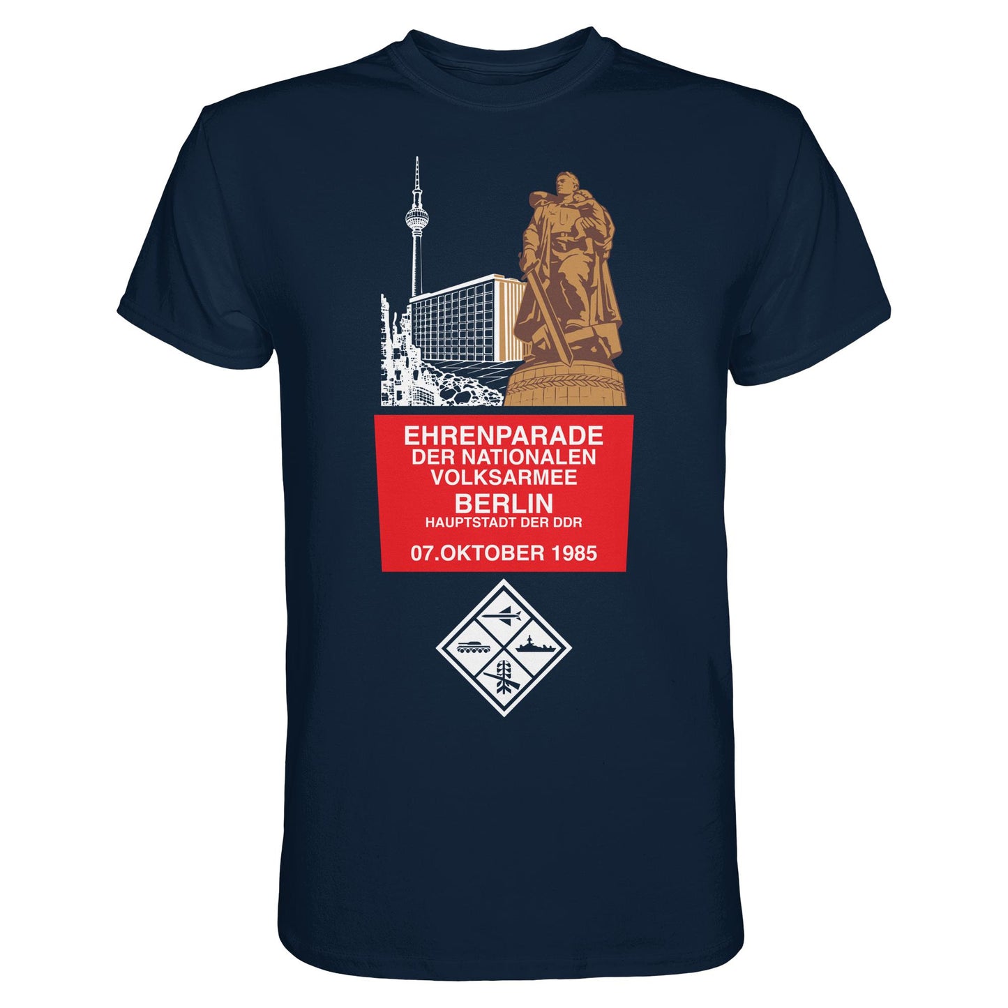 DDR Ostalgie Shirt Unisex • EHRENPARADE DER NVA, 1985 BERLIN (ORIGINALWIMPEL)