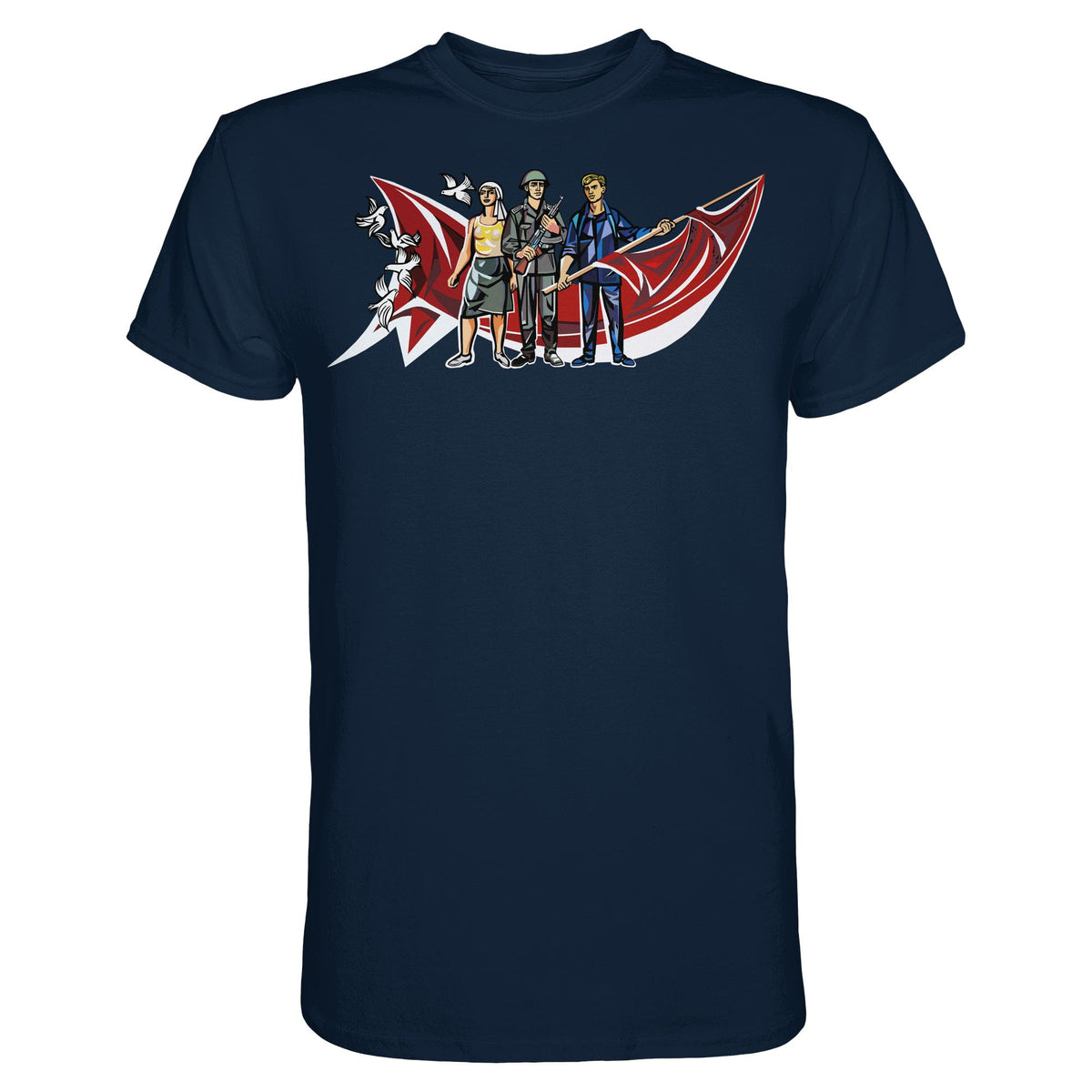DDR Ostalgie Shirt Unisex • WALTER WOMACKA - BÄUERIN, NVA-SOLDAT & ARBEITER (MOSAIK HAUS DES LEHRERS, 1964)