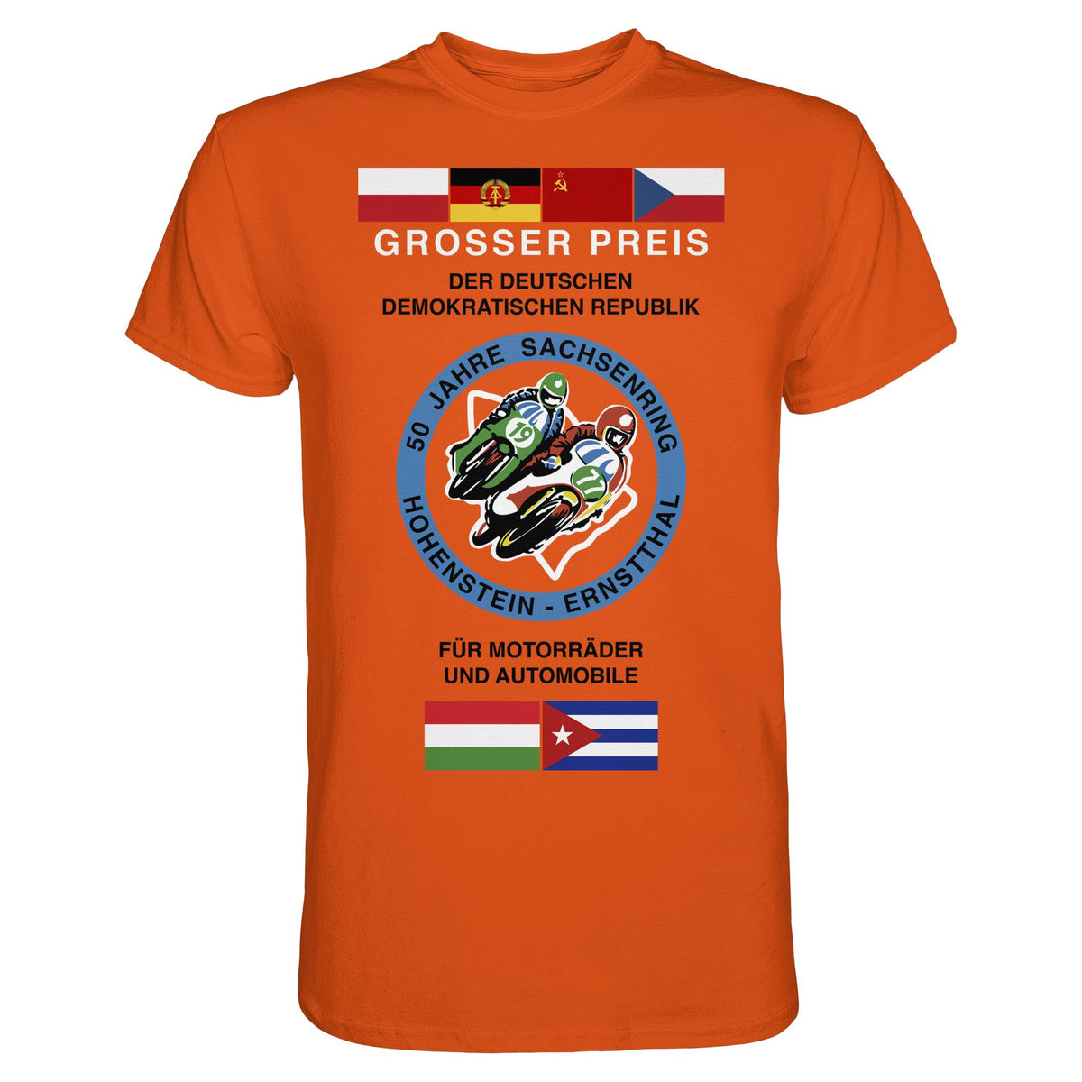DDR Ostalgie Shirt Unisex • 50 JAHRE SACHSENRING - GROSSER PREIS DER DDR 1977