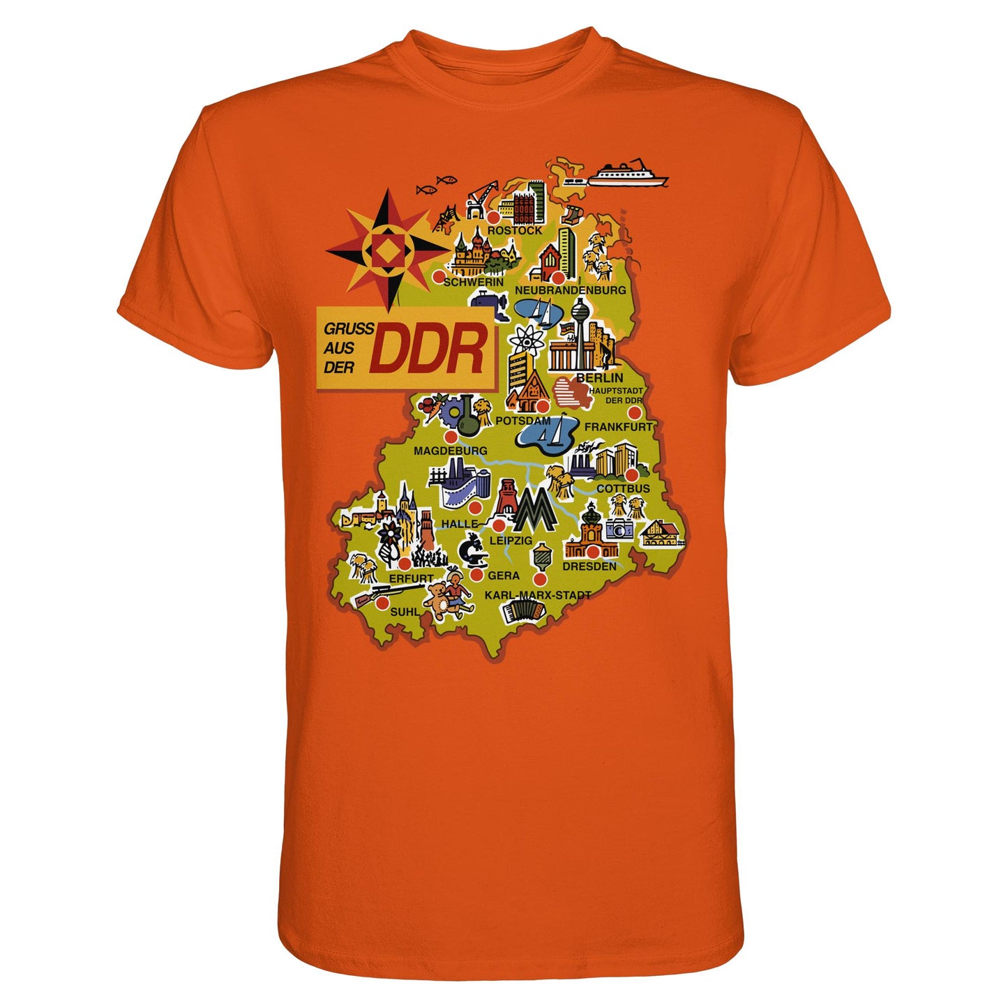 DDR Ostalgie Shirt Unisex • GRUSS AUS DER DDR (ORIGINAL POSTKARTE)