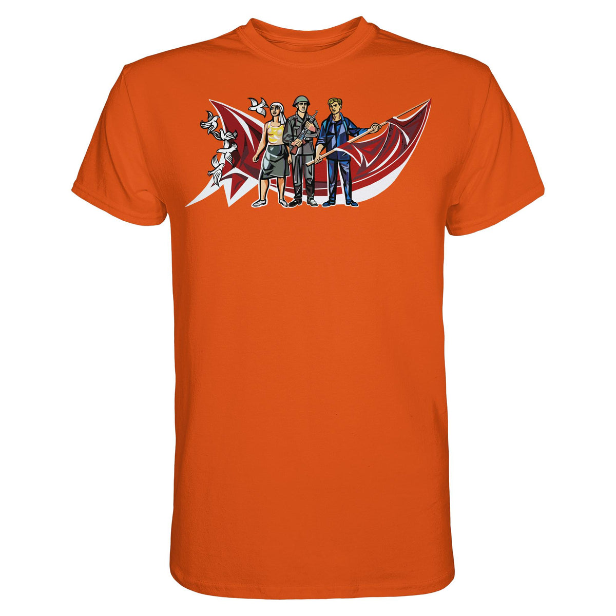 DDR Ostalgie Shirt Unisex • WALTER WOMACKA - BÄUERIN, NVA-SOLDAT & ARBEITER (MOSAIK HAUS DES LEHRERS, 1964)