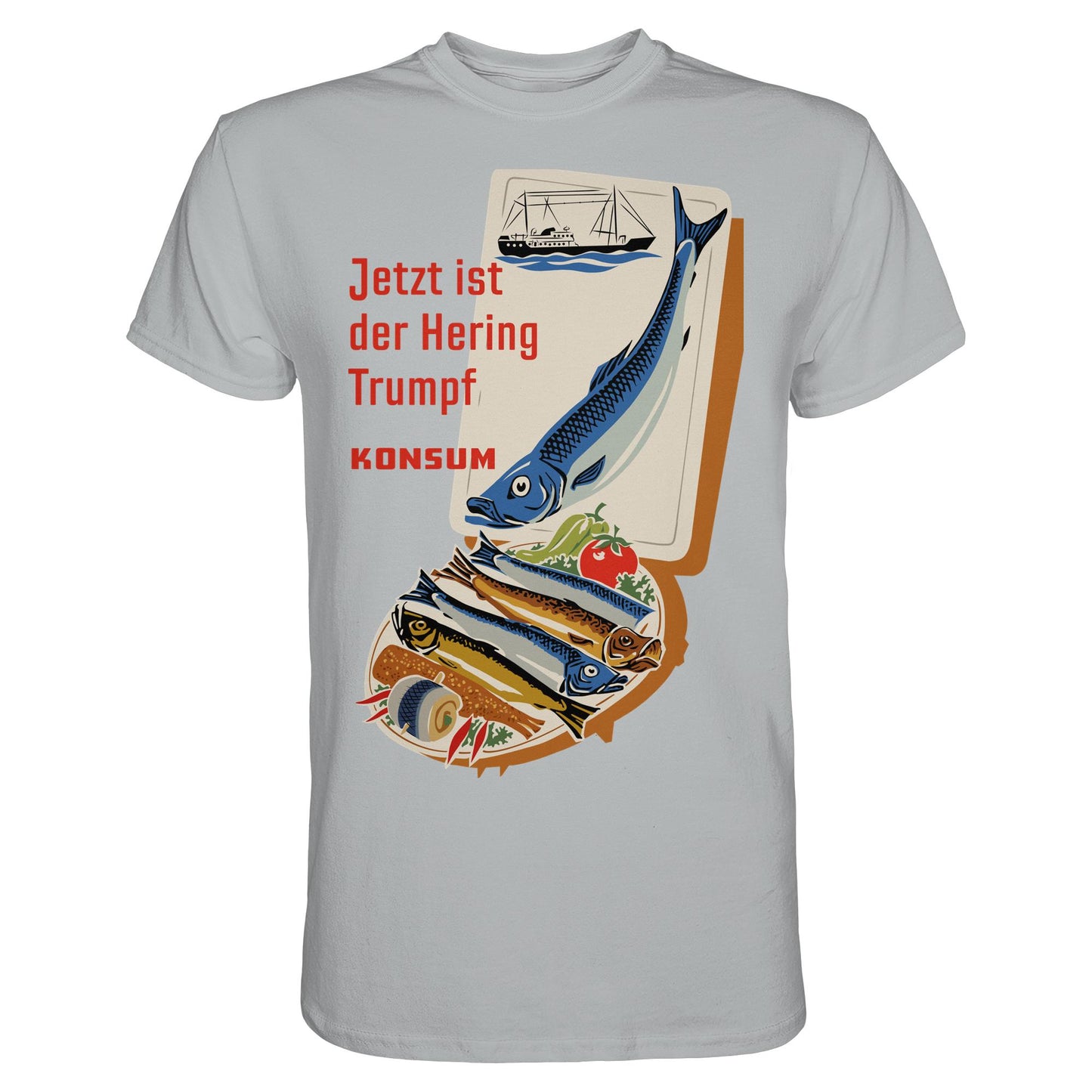 DDR Ostalgie Shirt Unisex • JETZT IST DER HERING TRUMPF (ORIGINAL KONSUM-PLAKAT)