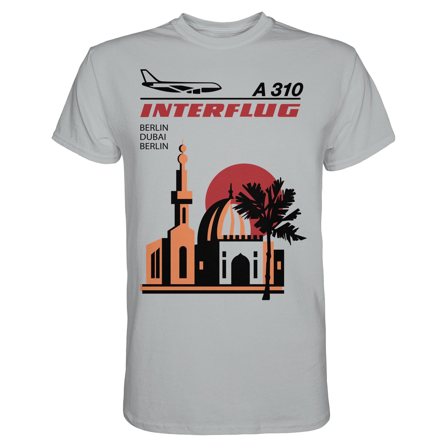 DDR Ostalgie Shirt Unisex • INTERFLUG BERLIN - DUBAI (ORIGINAL SONDERSTEMPEL)