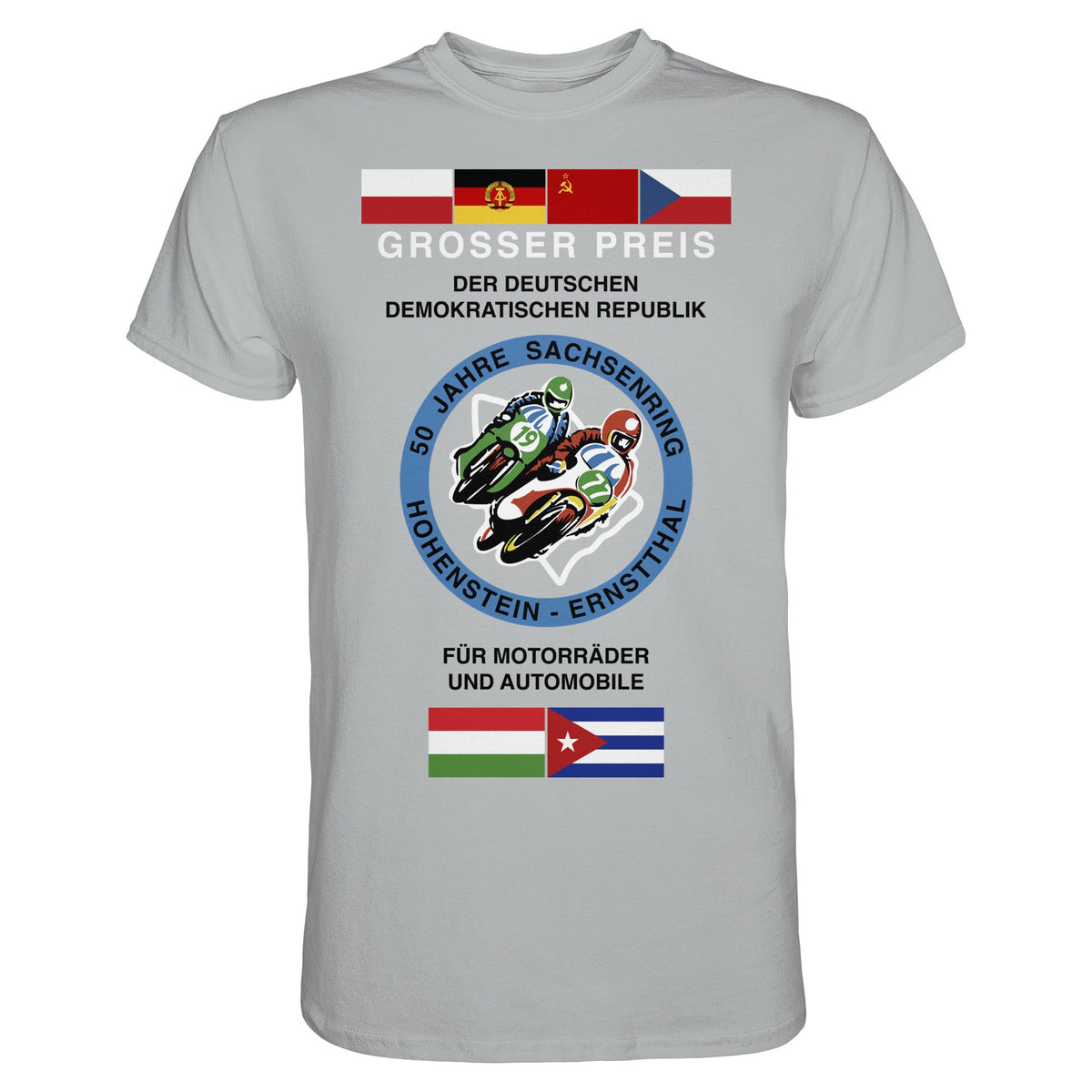 DDR Ostalgie Shirt Unisex • 50 JAHRE SACHSENRING - GROSSER PREIS DER DDR 1977