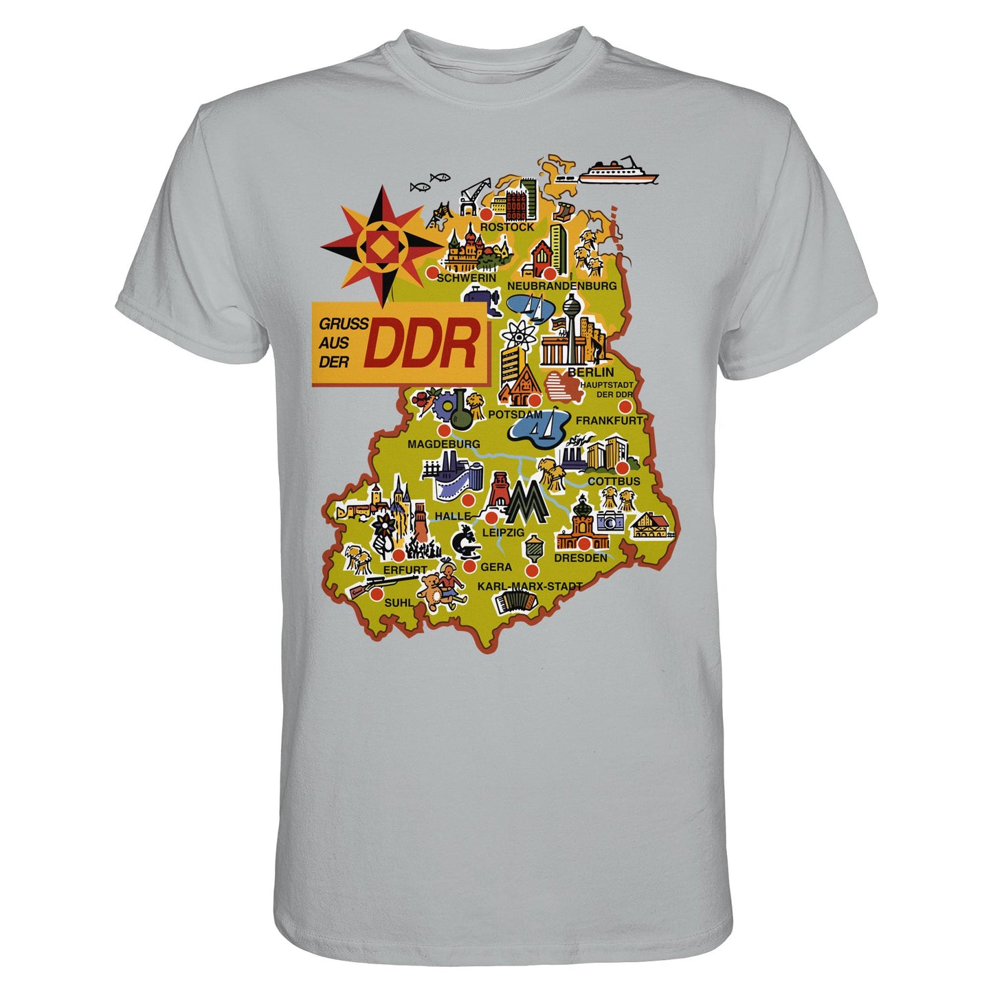 DDR Ostalgie Shirt Unisex • GRUSS AUS DER DDR (ORIGINAL POSTKARTE)