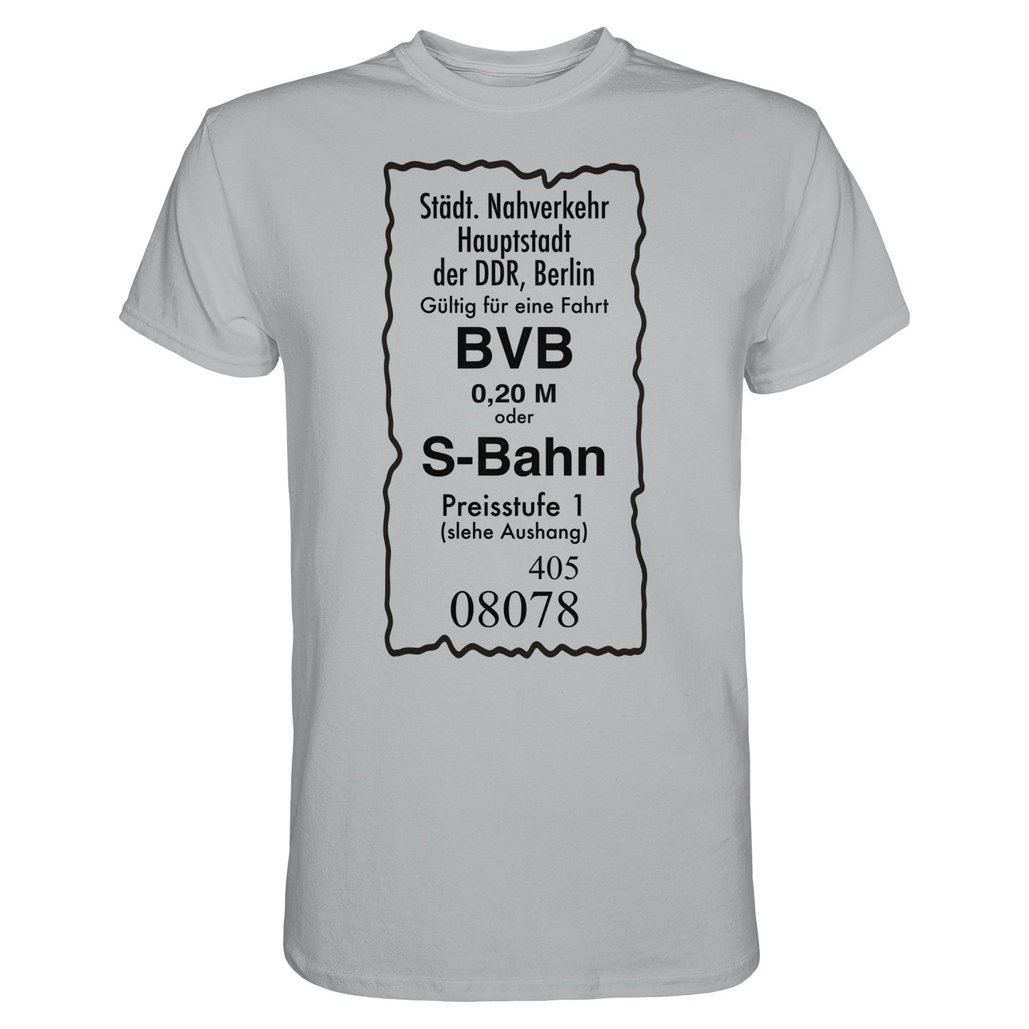 DDR Ostalgie Shirt Unisex • BVB BERLIN NAHVERKEHR, 20 PFENNIG (ORIGINAL FAHRSCHEIN 1989)