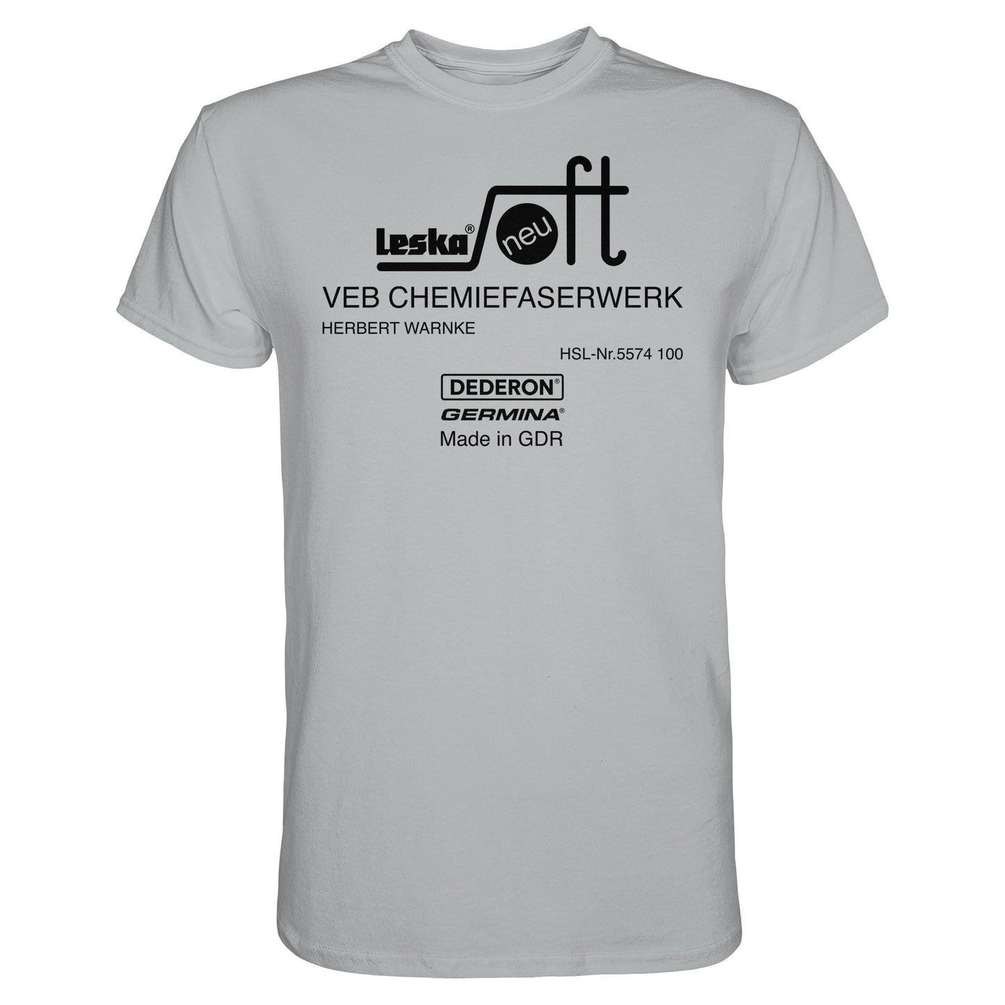 DDR Ostalgie Shirt Unisex • LESKA VEB CHEMIEFASERWERK HERBERT WARNKE - DEDERON, GERMINA