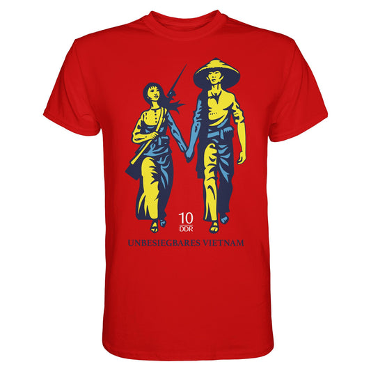 DDR Ostalgie Shirt Unisex • UNBESIEGBARES VIETNAM (ORIGINAL DDR-BRIEFMARKE)