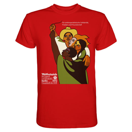 DDR Ostalgie Shirt Unisex • FÜR FRIEDEN UND FREUNDSCHAFT - ORIGINALPOSTER WELTFESTSPIELE BERLIN 1973