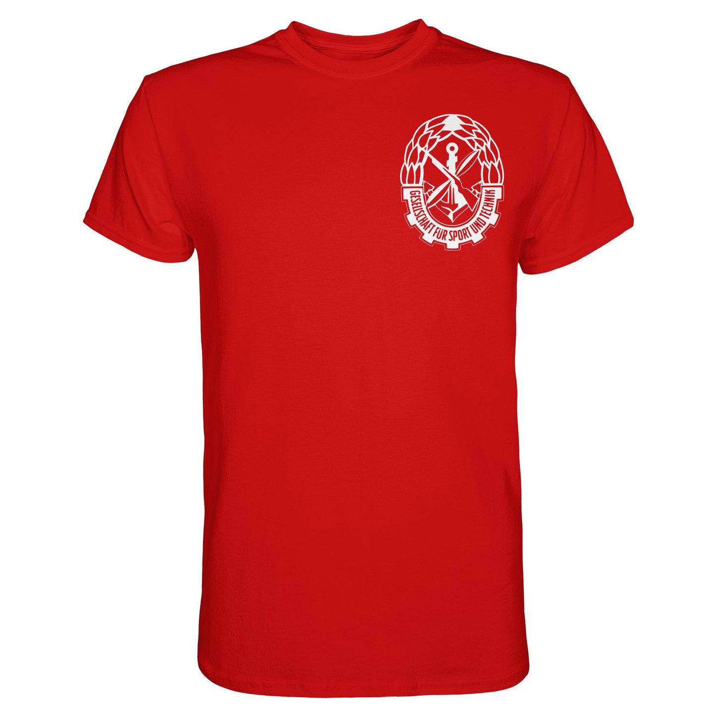 DDR Ostalgie Shirt Unisex • GST - GESELLSCHAFT FÜR SPORT UND TECHNIK (BRUST EMBLEM)