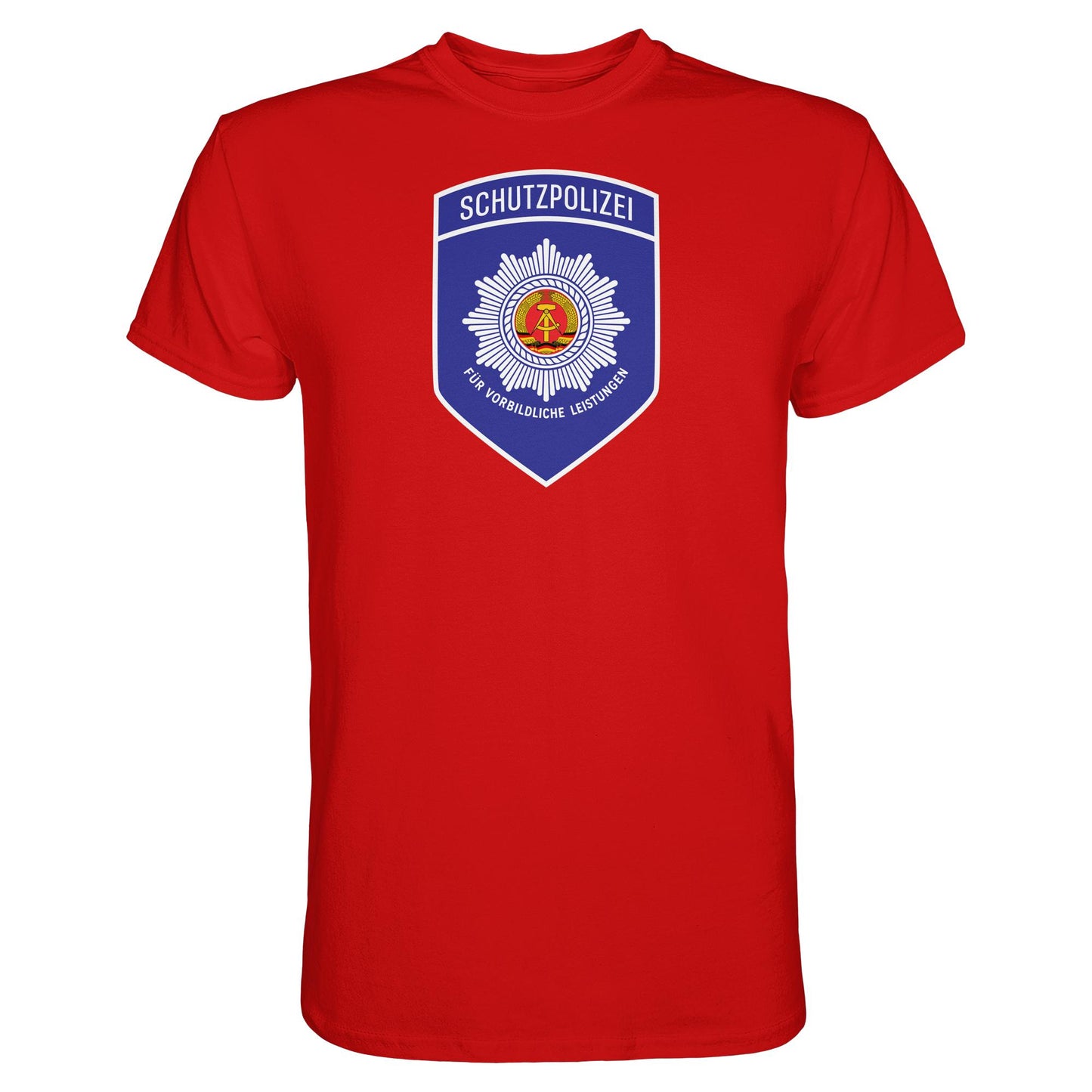 DDR Ostalgie Shirt Unisex • SCHUTZPOLIZEI - FÜR VORBILDLICHE LEISTUNGEN (ORIGINAL-AUFNÄHER)