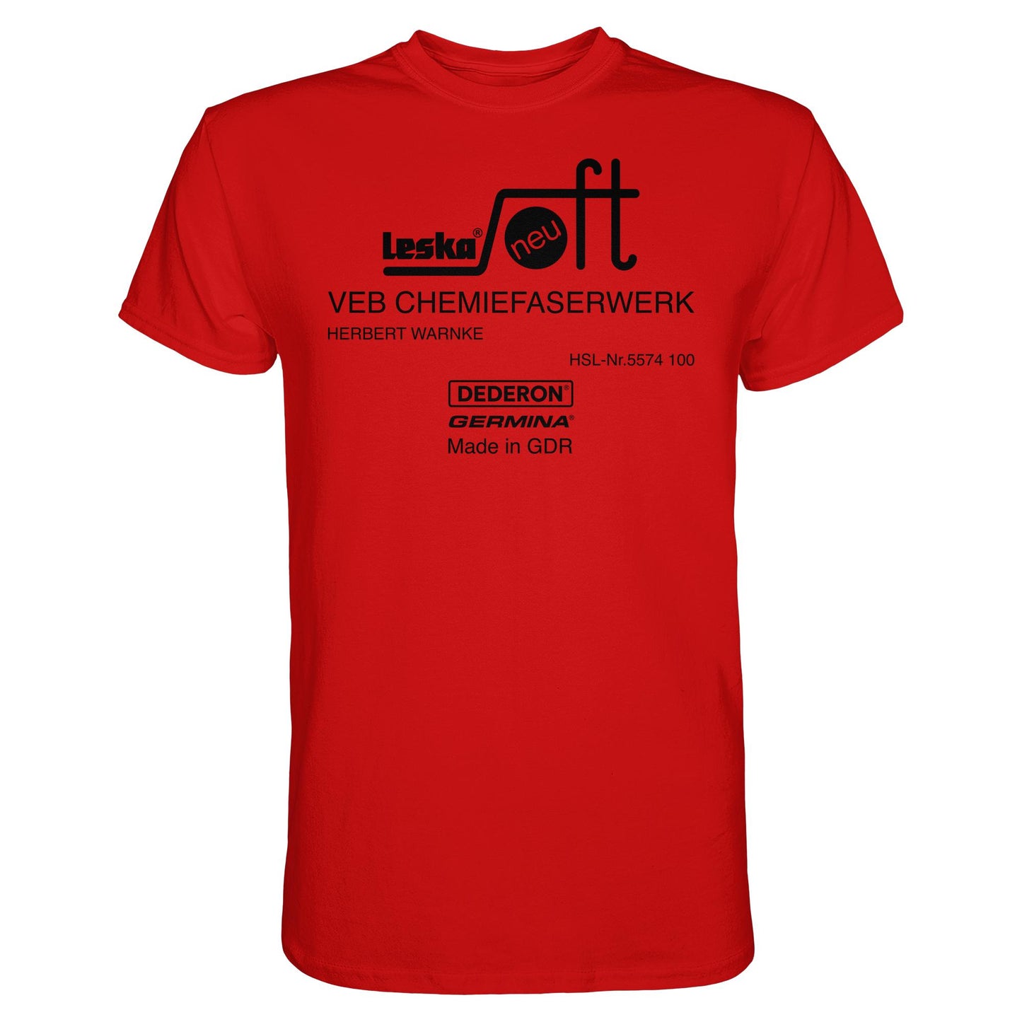 DDR Ostalgie Shirt Unisex • LESKA VEB CHEMIEFASERWERK HERBERT WARNKE - DEDERON, GERMINA