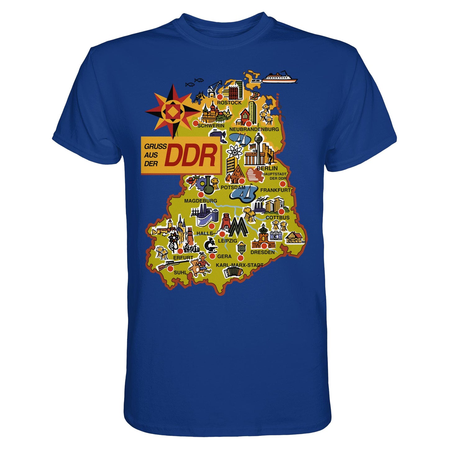 DDR Ostalgie Shirt Unisex • GRUSS AUS DER DDR (ORIGINAL POSTKARTE)